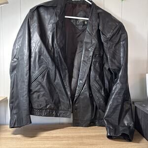 J. Walden Genuine Leather Coat Vintage Mens Black Size 42